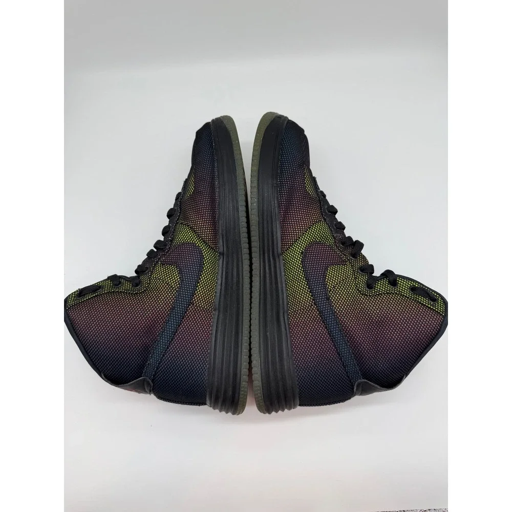 Nike Lunar Force 1 High‎ Black Iridescent Mesh Sneakers  Mens 12